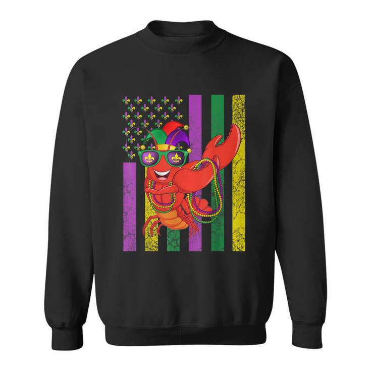 American Flag Mardi Gras Crawfish Dabbing Sweatshirt