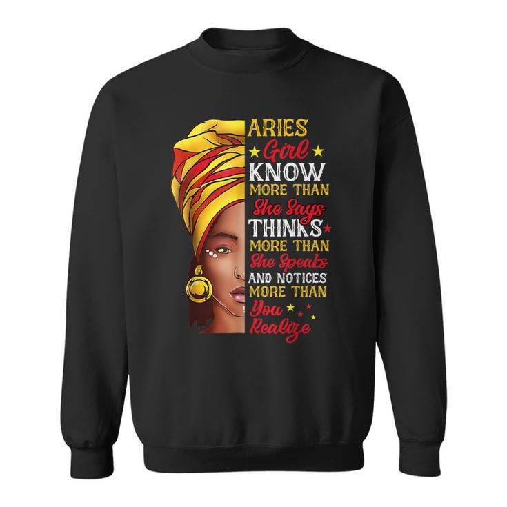Aries Girl Queen Melanin Afro Queen Black Zodiac Birthday  Sweatshirt