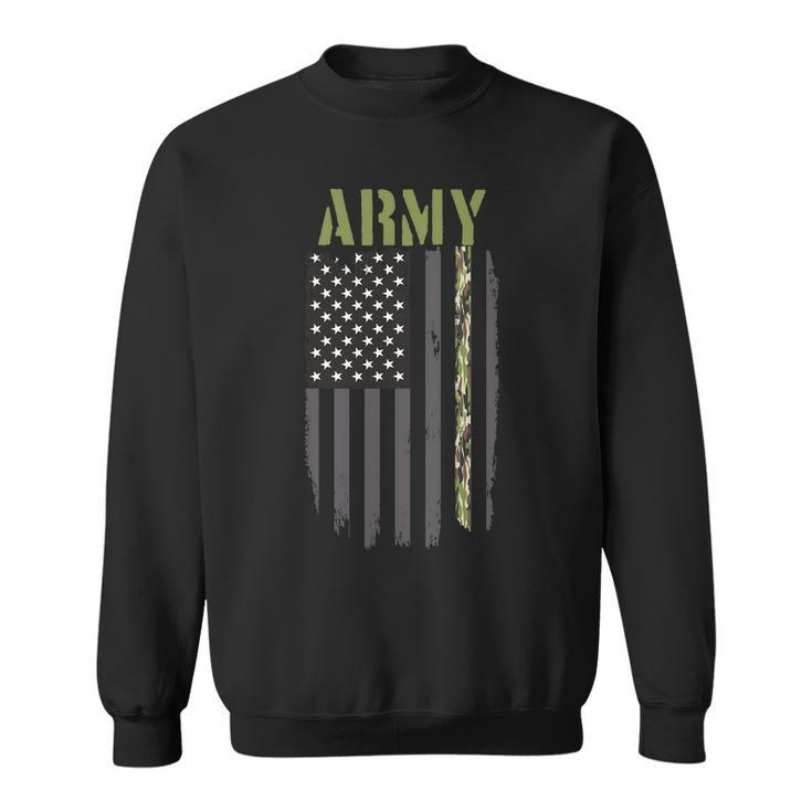 Army Veteran Thin Camo Line Flag Tshirt Sweatshirt