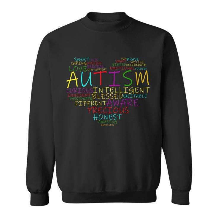 Autism Awareness Heart Words Of Love Sweatshirt