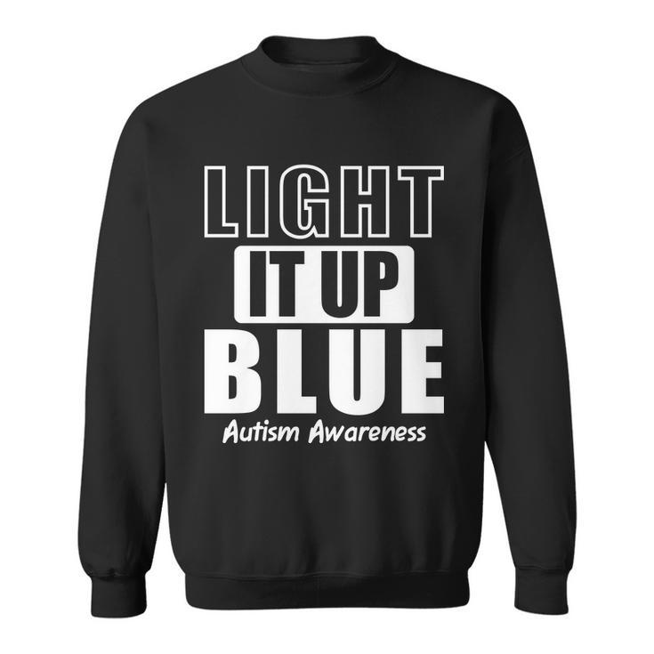 Autism Awareness Light It Up Blue Text Logo Sweatshirt