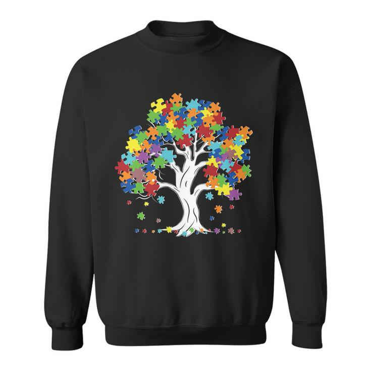 Autism Awareness Puzzle Piece Tree Sweatshirt