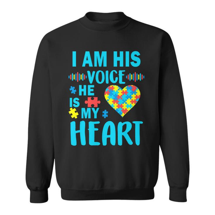 Autism I Am His Voice He Is My Heart Tshirt Sweatshirt