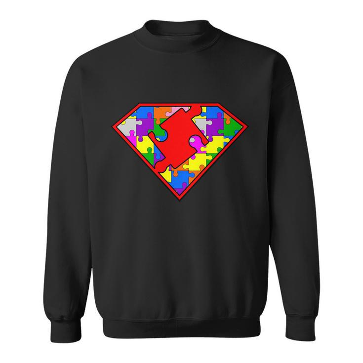 Autism Superhero Puzzle Crest Tshirt Sweatshirt