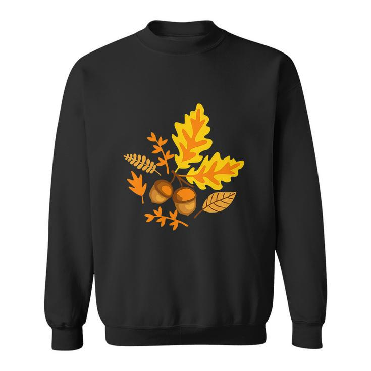 Autumn Leaves And Acorns Fall For Thanksgiving Cute Graphic Design Printed Casual Daily Basic Sweatshirt
