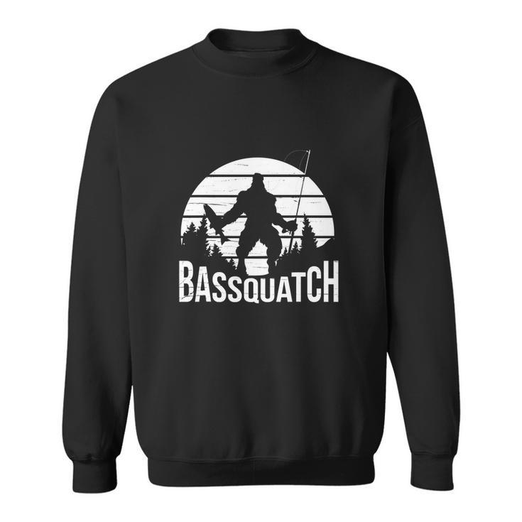 Bassquatch Funny Fishing Fisherman Fishing Rod Sweatshirt