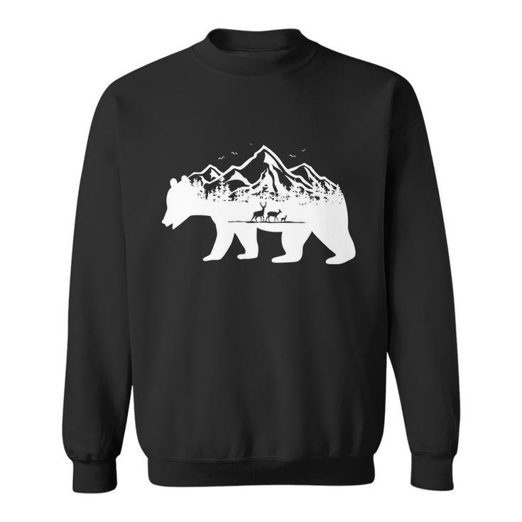 Bear Mountains With Deer Family Nature Fan Sweatshirt
