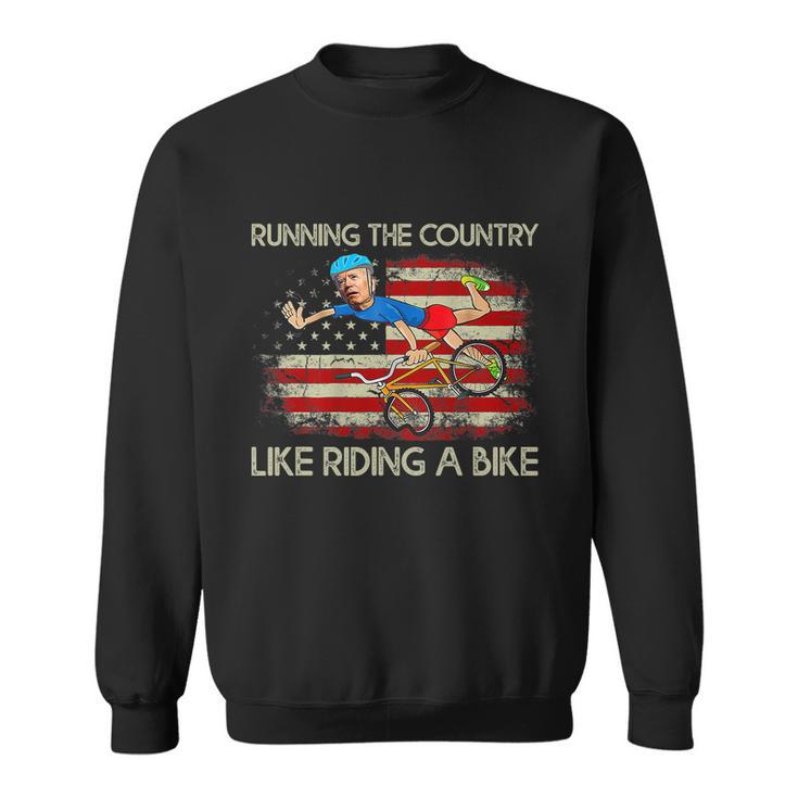 Biden Falls Off Bike Joe Biden Falling Off His Bicycle America Flag Sweatshirt