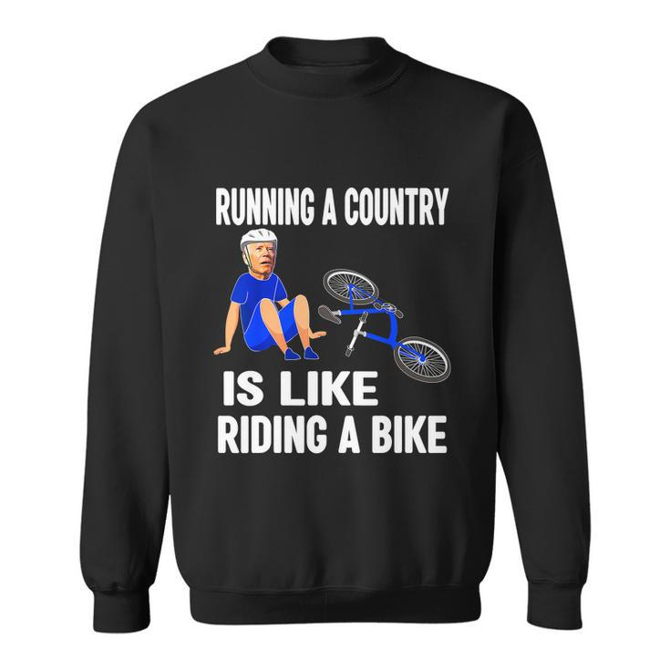 Biden Falls Off Bike Joe Biden Falling Off His Bicycle Funny V3 Sweatshirt