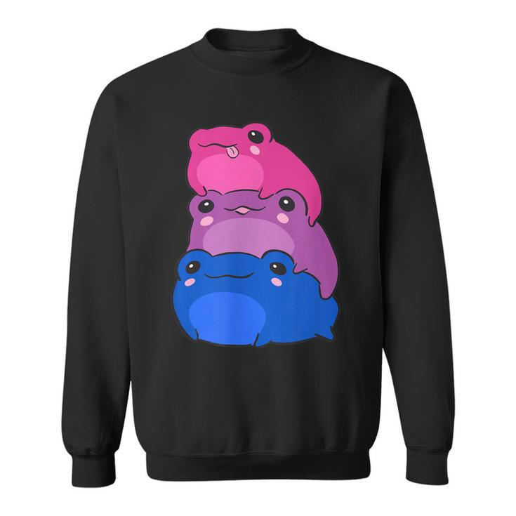 Bisexual Flag Color Frogs Subtle Bi Pride Lgbtq Aesthetic  V2 Men Women Sweatshirt Graphic Print Unisex