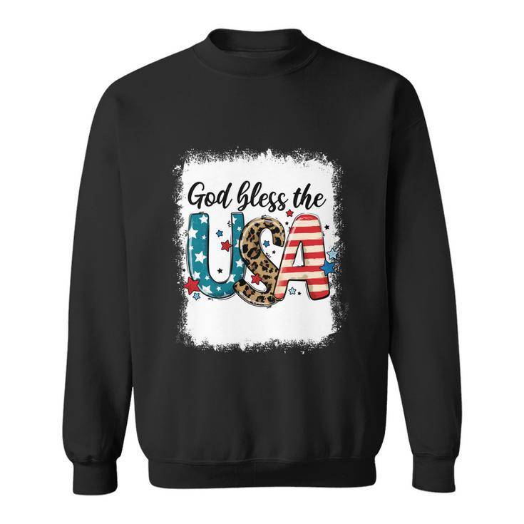 Bleached 4Th July God Bless The Usa Patriotic American Flag Gift Sweatshirt