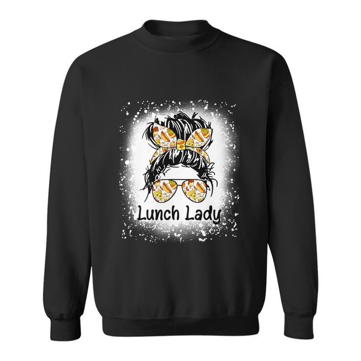 Bleached Lunch Lady Messy Hair Woman Bun Lunch Lady Life Gift V2 Sweatshirt