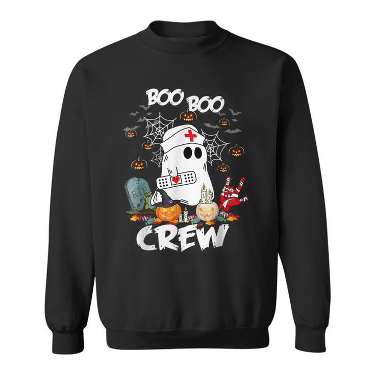 Boo Boo Crew Ghost Nurse Retro Halloween 2022 Nursing Rn  Sweatshirt