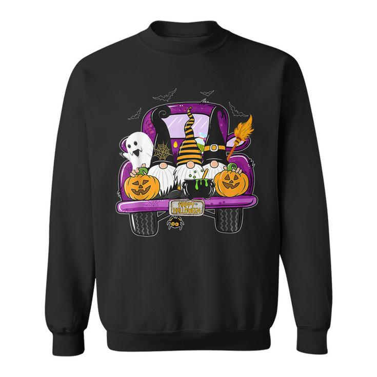 Boo Pumpkin Witch Gnomes In Halloween Truck Funny Holiday  Sweatshirt