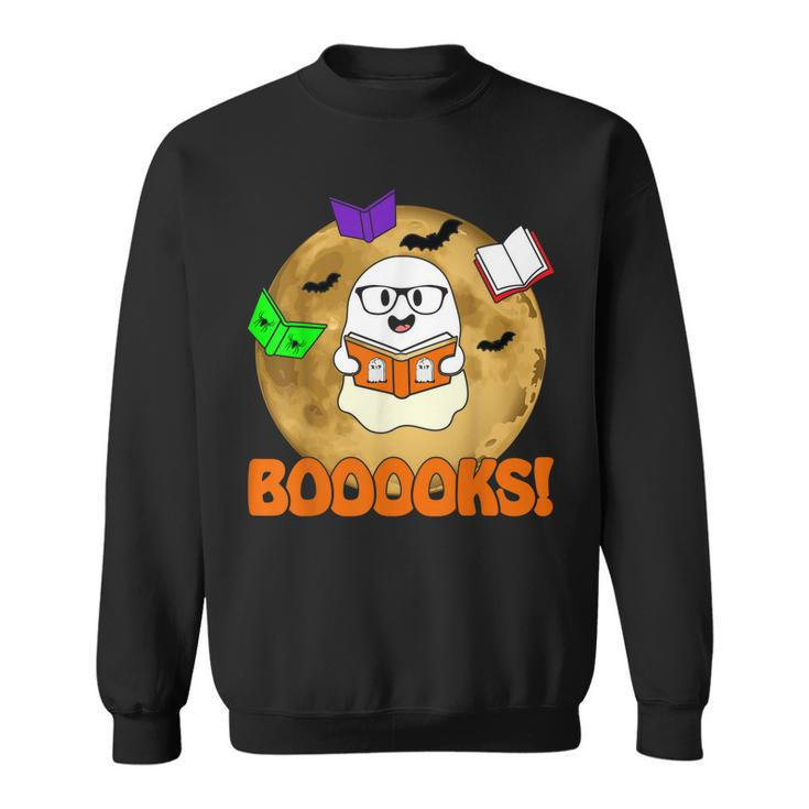 Booooks Ghost Boo Read Books Library Teacher Halloween Cute  V6 Sweatshirt