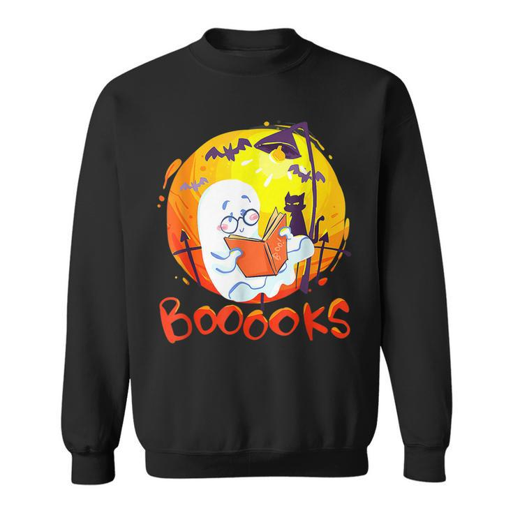 Booooks Ghost Funny Halloween Teacher Book Library Reading  Sweatshirt
