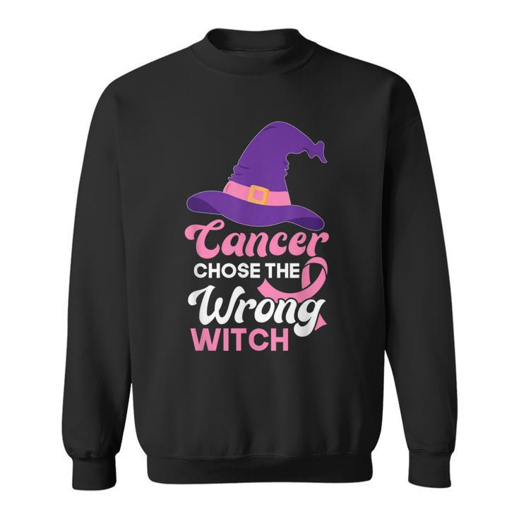 Breast Cancer Awareness Halloween Costume Pink Ribbon Witch  Sweatshirt