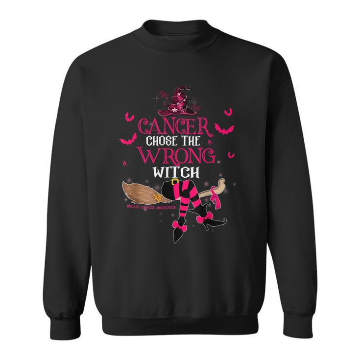 Breast Cancer Chose The Wrong Witch Breast Cancer Halloween  Sweatshirt