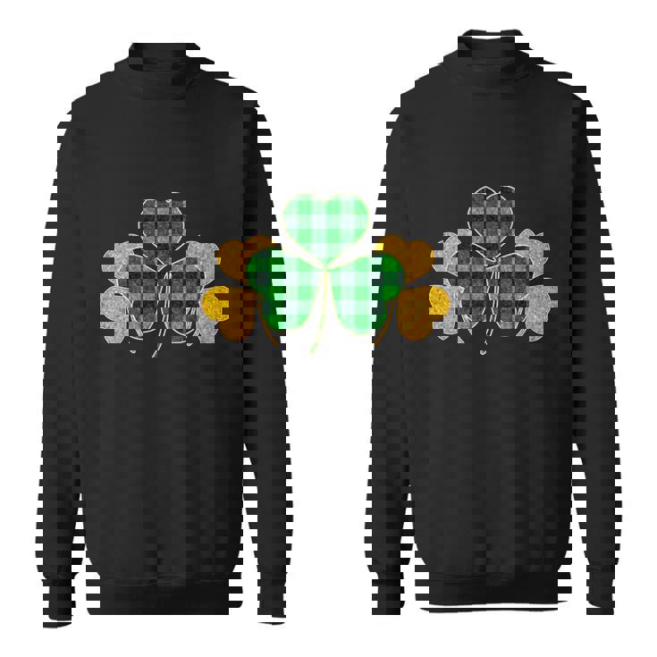 Buffalo Shamrock Plaid Irish Clovers Graphic Design Printed Casual Daily Basic Sweatshirt