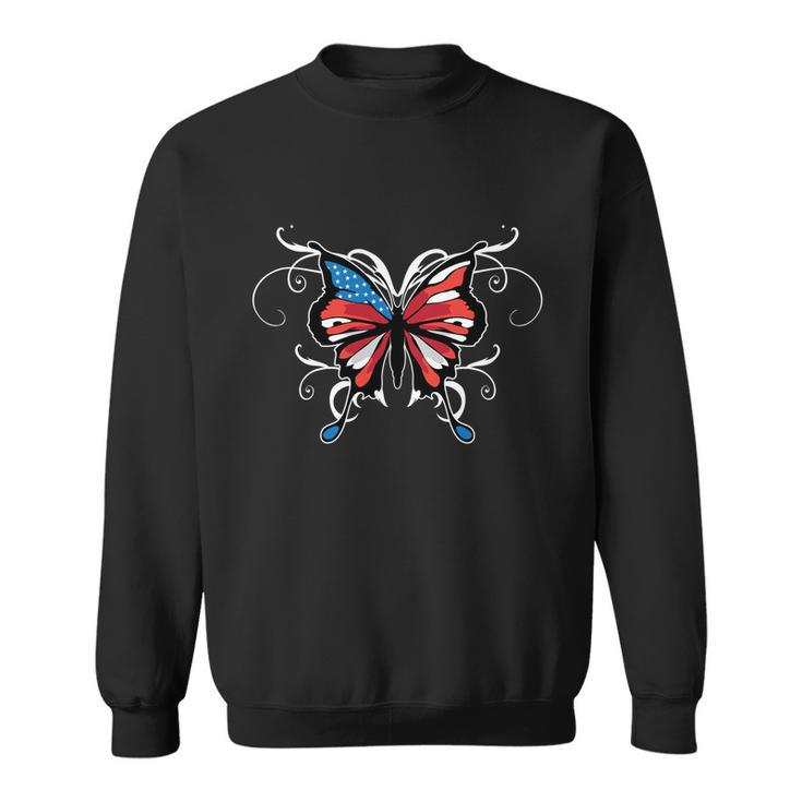 Butterfly Usa Flag Cute 4Th Of July Funny American Girl Gift Cool Gift Sweatshirt