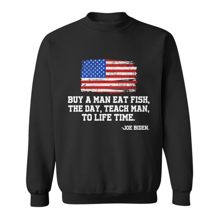 Buy A Man Eat Fish Joe Biden Usa American Flag Tshirt Sweatshirt