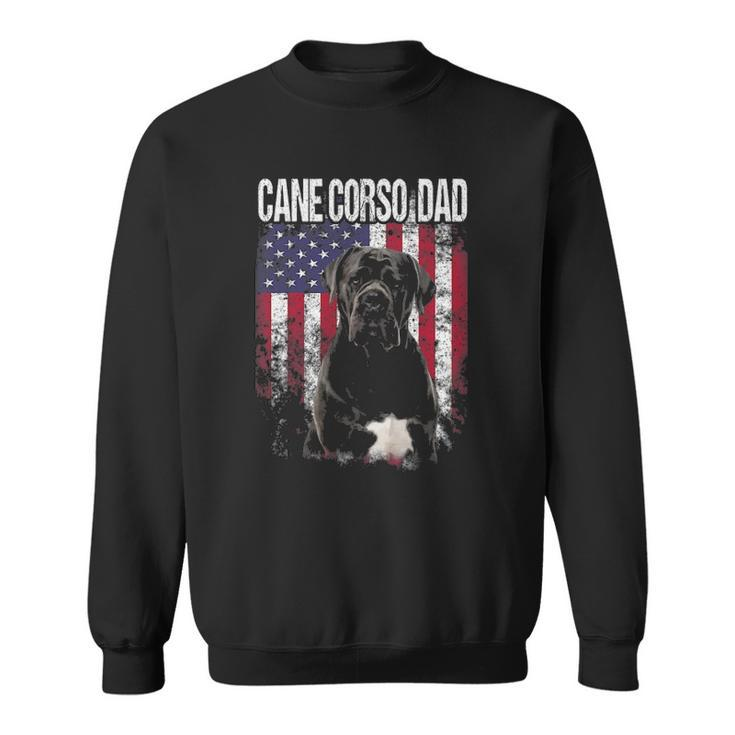 Cane Corso Dad With Proud American Flag Dog Lover Gifts Men Women Sweatshirt Graphic Print Unisex