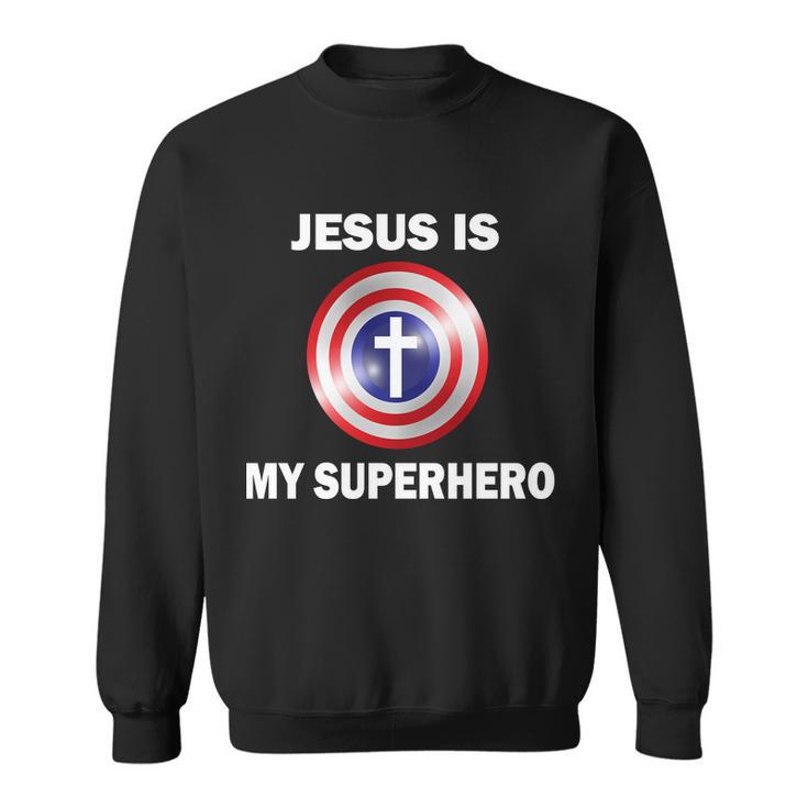 Captain Jesus Is My Superhero Cross Logo Sweatshirt