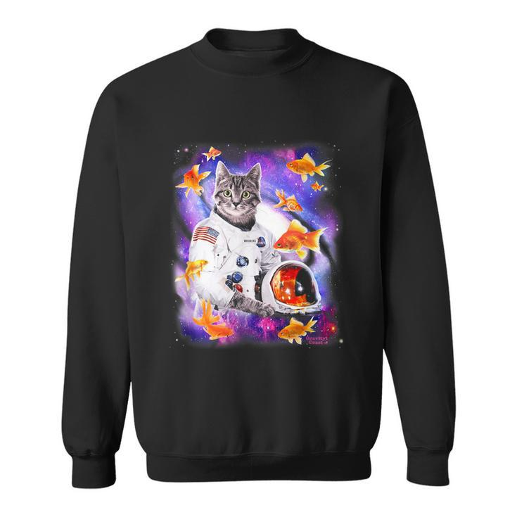 Cat Astronaut In Cosmic Space Funny Shirts For Weird People Sweatshirt