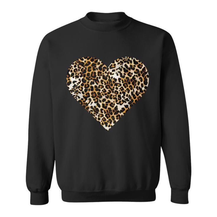 Cheetah Print Heart Tshirt Sweatshirt