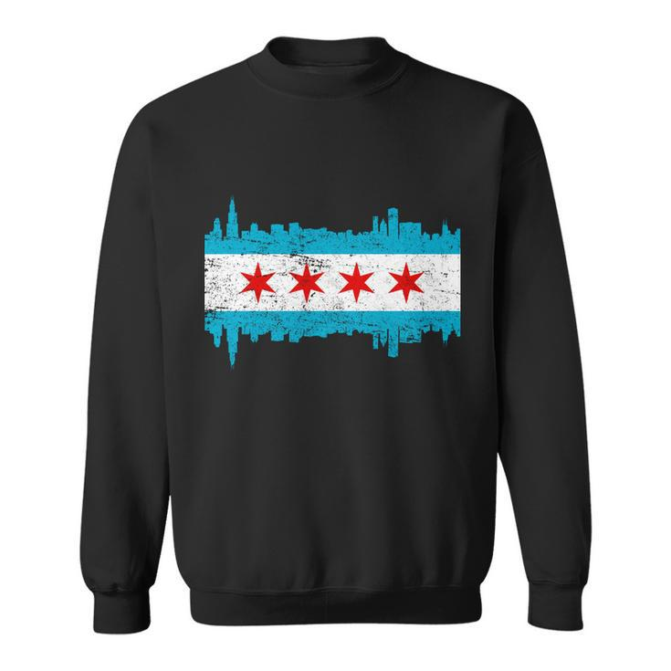 Chicago City Skyline Flag Vintage Sweatshirt