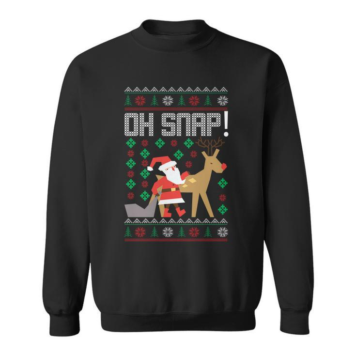 Christmas Oh Snap Santa With Reindeer Ugly Christmas Sweater Graphic Design Printed Casual Daily Basic Sweatshirt