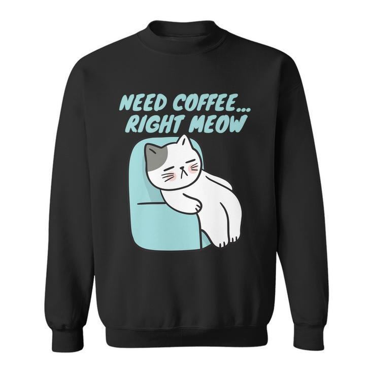 Coffee Right Meow International Coffee Day Sleepy Cat Sweatshirt