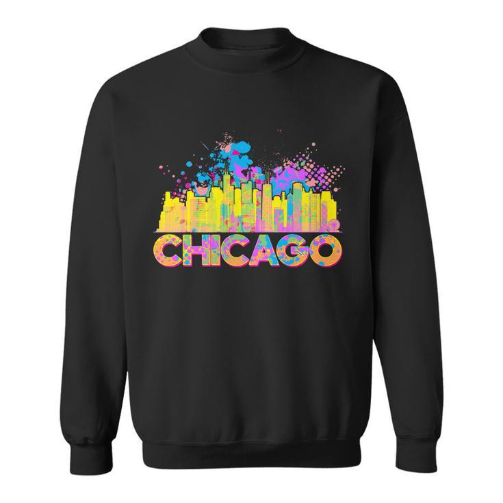 Colorful Chicago Skyline Paint Sweatshirt