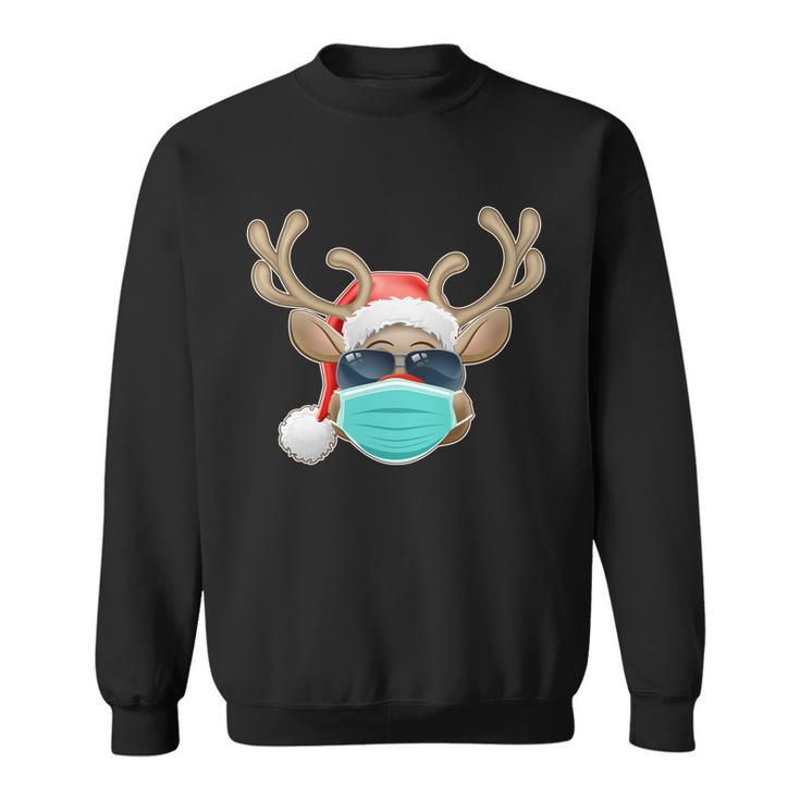 Cool Christmas Rudolph Red Nose Reindeer Mask 2020 Quarantined Graphic Design Printed Casual Daily Basic Sweatshirt