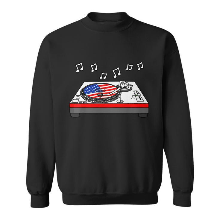 Cool Vinyl Record Us Flag 4Th Of July For Men Women Vinyl Turntable Sweatshirt