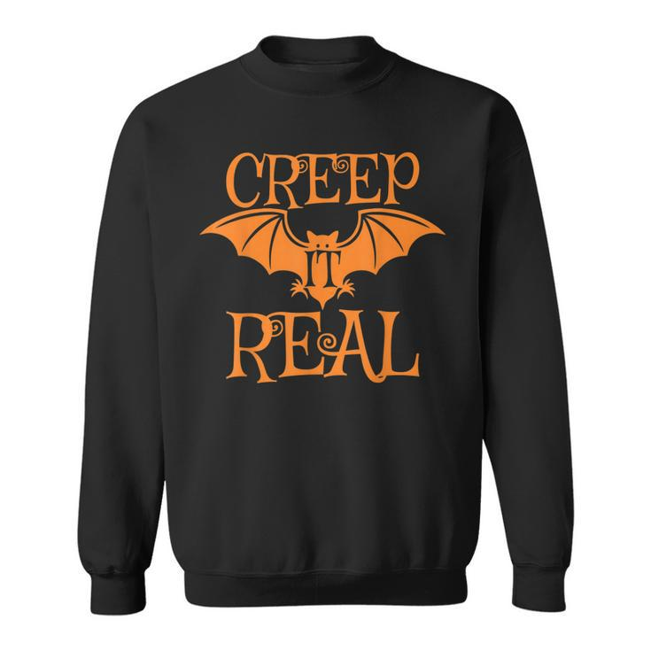 Creep It Real Halloween Bat Pumpkin  Sweatshirt