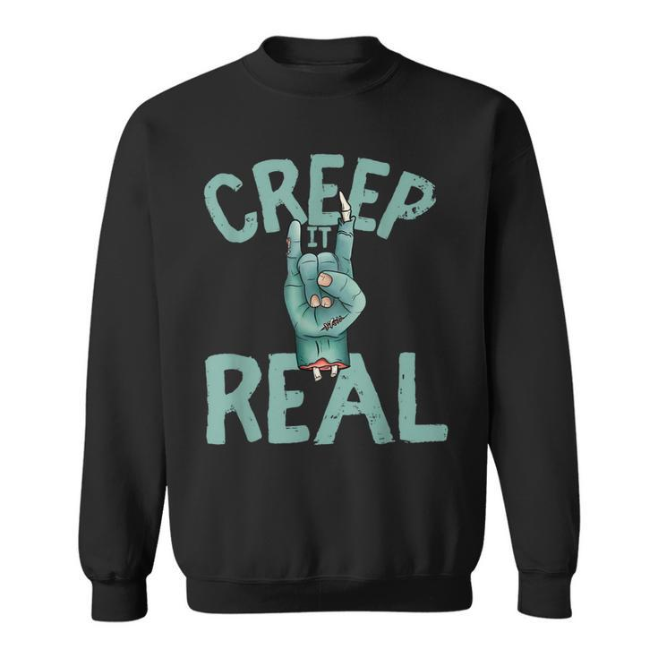 Creep It Real Rocker Zombie Halloween Sweatshirt