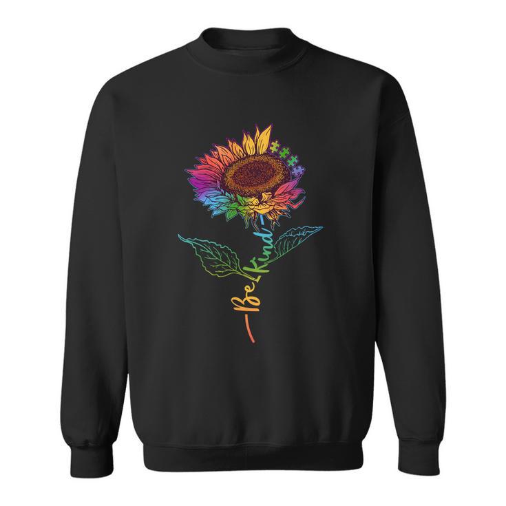 Cute Colorful Be Kind Rainbow Sunflower Puzzle Pieces Sweatshirt