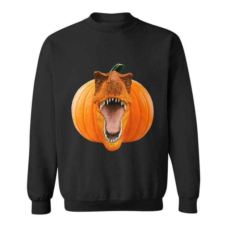 Cute Halloween Funny Halloween Day Trex Pumpkin Face Graphic Design Printed Casual Daily Basic Sweatshirt