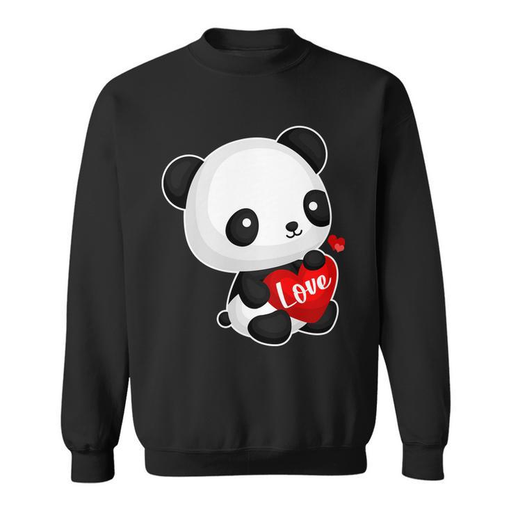 Cute Panda Holding A  Heart Sweatshirt