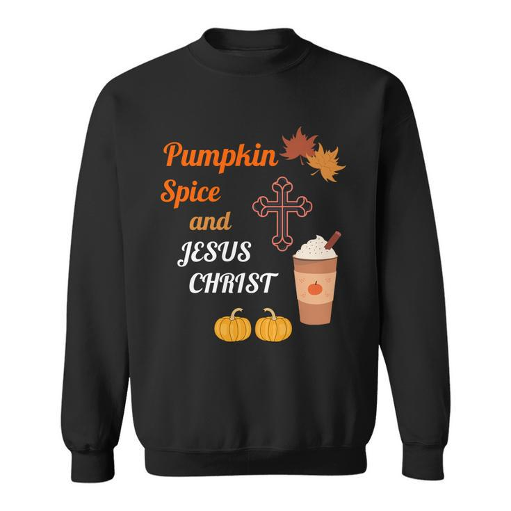 Cute Pumpkin Spice And Jesus Christ Fall Design  Graphic Design Printed Casual Daily Basic V2 Sweatshirt
