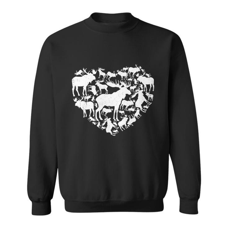 Cute Valentines Day Couple Heart Moose Animals Lover Gift Sweatshirt
