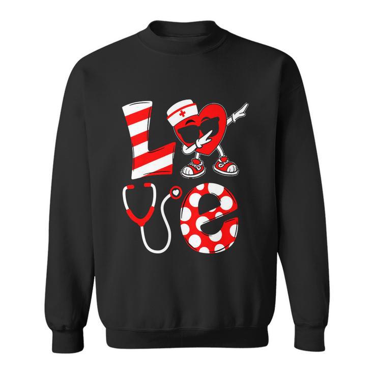 Dabbing Heart With Nurse Hat Funny Valentine Day Sweatshirt