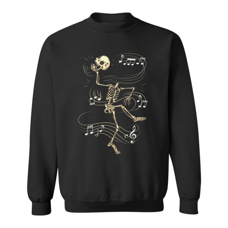 Dancing Skeleton Music Notes Skull Halloween Dance Of Death  Sweatshirt