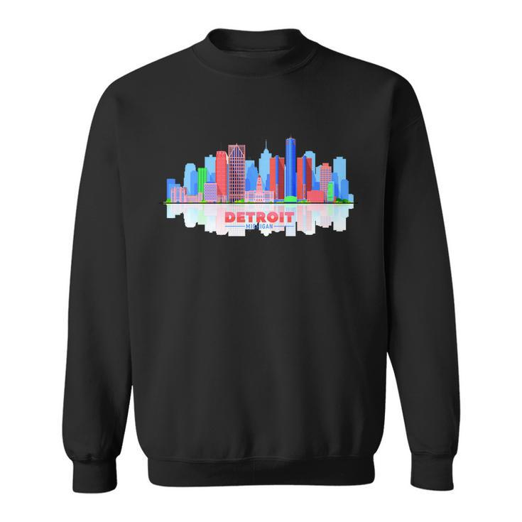 Detroit Skyline Abstract Graphic Design Printed Casual Daily Basic Sweatshirt
