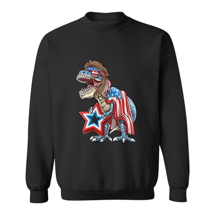 Dinosaur Trex Mullet Funny 4Th Of July Usa American Flag Sweatshirt