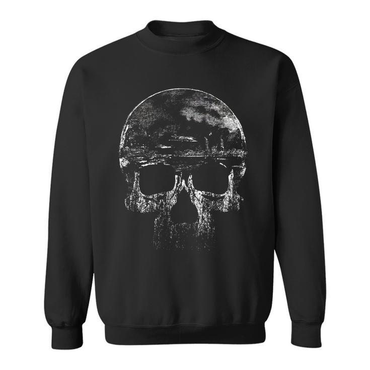 Distressed Skull Graphic Sweatshirt
