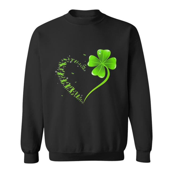 Dragonfly Heart Irish Shamrock Heart Clover St Patrick Day  Sweatshirt