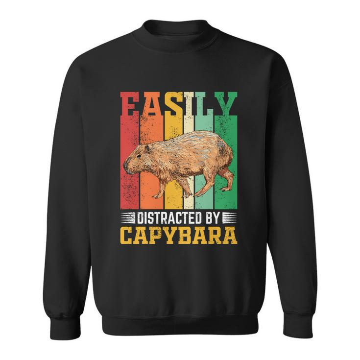 Easily Distracted By Capybara Animal Lover Rodent Gift Sweatshirt