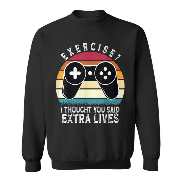 Extra Lives Funny Video Game Controller Retro Gamer Boys  V13 Sweatshirt